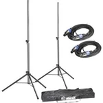 Sada stojanů na reproduktory včetně kabelů, 122 - 185 cm, nosnost 25 kg