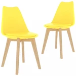 Jídelní židle 2 ks plast / umělá kůže / buk Dekorhome Žlutá,Jídelní židle 2 ks plast / umělá kůže / buk Dekorhome Žlutá