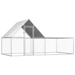 [EU Direct] vidaxl 144556 Outdoor Chicken Coop 4x2x2 m Galvanised Steel House Cage Foldable Puppy Cats Sleep Metal Playp