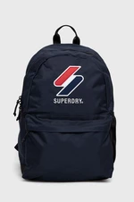 Batoh Superdry dámský, tmavomodrá barva, velký, s potiskem