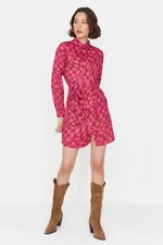 Trendyol Fuchsia Super Mini Dress with Shirt Collar