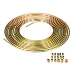 25ft Roll of 3/16'' Plated Brake Line Tubing OD Copper Nickel With 16x Tube Nuts