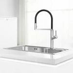 DABAI Kitchen Sink Sensor Faucet w/ Pre-rinser Sprayer Induction Rotatable Touchless One Handle Hot Cold Mixer Tap from