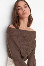 Trendyol Brown Knit Detailed Knitwear Sweater