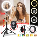 8.66" Live Stream Makeup Mirror Selfie LED Ring Light Fill-in Light With Remote Control Cell Phone Holder