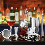 11Pcs Cocktail Shaker Set Mixer Martini Spirits Bar Spoon Jigger Strainer Stand Tools