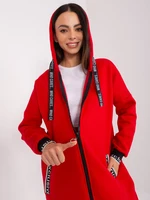 Red long sweatshirt with zipper