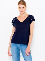 Dark blue linen blouse with buttons on back CAMAIEU - Ladies