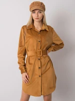 Camel dress with buttons