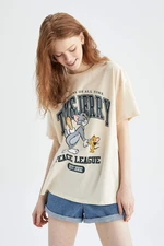 DEFACTO Oversized Short Sleeve Tom And Jerry Print T-Shirt