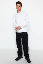 Trendyol Bílá Základní Běžný / Real Fit Tričkový Dlouhý rukáv 100% bavlna Tričko