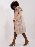 Beige long vest with hood SUBLEVEL