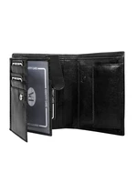 Men's vertical black leather wallet without fastening