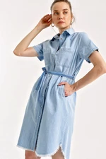 Bigdart 5641 Blue Waist Belt Denim Tunic