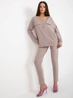 Dark beige cotton two-piece set