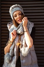 Winter set - dark gray cap with scarf