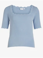 Light blue women's ribbed T-shirt VILA Lana - Women