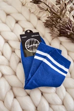 Dámské bavlněné sportovní ponožky s pruhy Modra