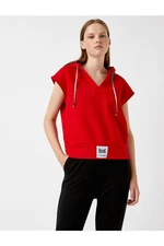 Koton V-Neck Hooded Sweatshirt Short Sleeves