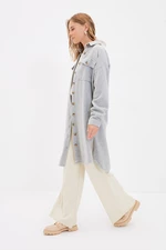 Trendyol Gray Long Winter Shirt with Two Pockets