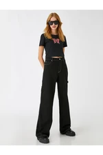 Koton Crop T-Shirt Printed Short Sleeves