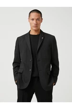Koton Basic Blazer Jacket with Brooch Detailed Buttons and Pocket.