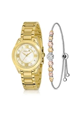 Polo Air Stylish Women's Wristwatch with Roman Numerals Dorica Bracelet Combination Gold Color