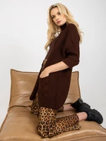 Dark brown loose cardigan with pockets from RUE PARIS