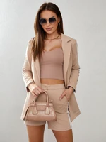 Beige set with stripes, jacket and shorts