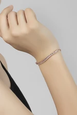 Polo Air Zircon Stone Adjustable Women's Thin Baguette Watertrack Bracelet Copper