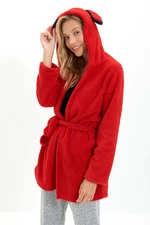 Trendyol Red Ear Detail Plush Knitted Dressing Gown