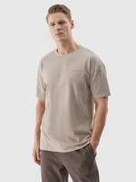 Pánské hladké tričko oversize - béžové