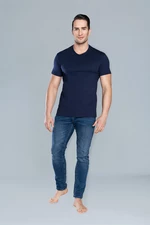 Ikar T-shirt with short sleeves and V-neck - dark blue