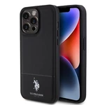 Zadní kryt U.S. Polo PU Leather Mesh Pattern Double Horse pro Apple iPhone 15 Pro, black