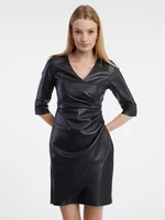 Czarna sukienka damska ze sztucznej skóry Orsay - damska