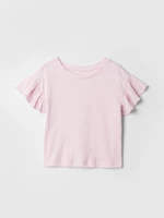 Ružové dievčenské vzorované tričko s volánikmi GAP