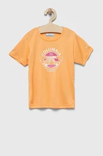Detské tričko Columbia Mirror Creek Short Sleeve Graphic Shirt oranžová farba