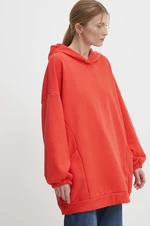 Mikina Answear Lab dámská, červená barva, s kapucí, melanžová