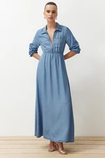 Trendyol Dark Blue Midi Denim Modest Dress