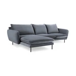 Szara narożna aksamitna sofa lewostronna Cosmopolitan Design Vienna