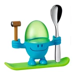 Zielono-niebieska podstawka do jajek z łyżeczką WMF Cromargan® Mc Egg