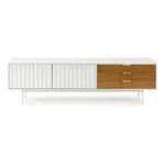 Biało-naturalna szafka pod TV w dekorze dębu 180x52 cm Sierra – Teulat
