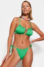 Trendyol Green Strapless Cut Out/Windowed Bikini Top