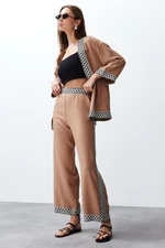 Trendyol Camel Embroidered Woven Two Piece Set