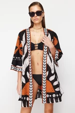 Trendyol etnický vzor s páskem mini-tkanina 100% bavlna kimono a kaftan