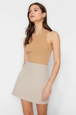 Trendyol Beige Basic High Waist A-line Mini Length Woven Skirt