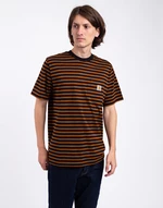 Tričko Carhartt WIP S/S Seidler Pocket T-Shirt Seidler Stripe, Deep H. Brown / Black