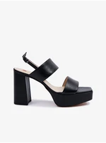 Black women's leather heeled sandals Högl Cindy - Women's