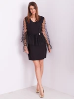 Black elegant dress with tulle sleeves