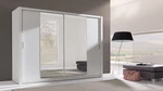 Moderní šatní skřín Ralf 220, bílá/zrcadlo
